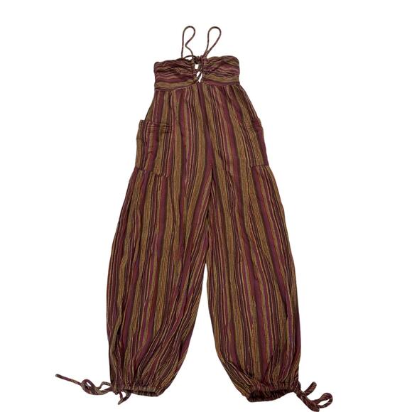 Free People Womens XS Sundaze For Surfin Jumpsuit Striped Beachy Boho Gyspy - Picture 4 of 12